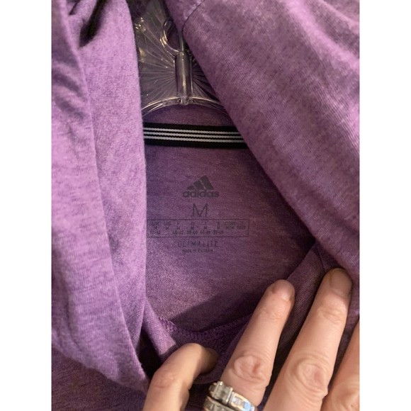 Adidas Womens Shirt Climalite Hooded 3 Stripes Long Sleeve Purple Size Medium - Picture 5 of 11